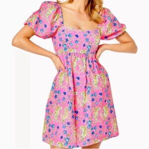 Lilly Pulitzer Pink and White Smocked Dress